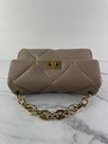 Valentino Clay (Taupe) Nappa Patchwork Roman Stud Shoulder/Crossbody Bag