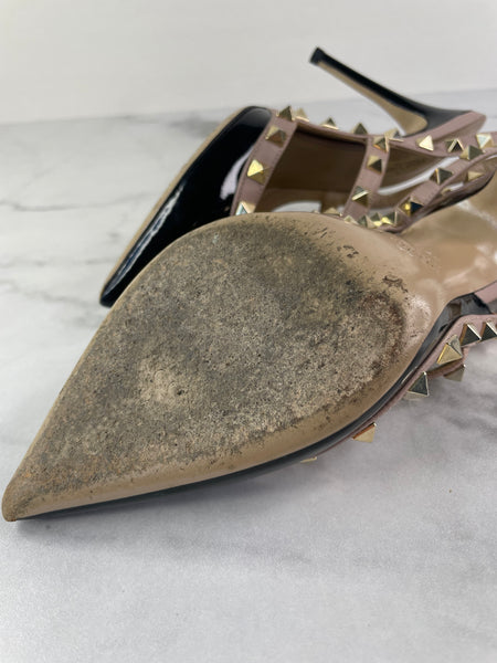 Valentino Black/Poudre Patent Rockstud Pumps Size 35.5