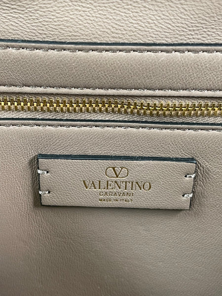 Valentino Clay (Taupe) Nappa Patchwork Roman Stud Shoulder/Crossbody Bag