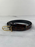 CHANEL CC Brown Leopard Print Patent Leather Skinny Belt Size 75/30