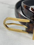 CHANEL CC Brown Leopard Print Patent Leather Skinny Belt Size 75/30