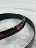 CHANEL CC Brown Leopard Print Patent Leather Skinny Belt Size 75/30