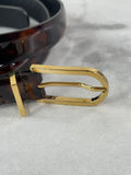 CHANEL CC Brown Leopard Print Patent Leather Skinny Belt Size 75/30