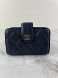 CHANEL Dark Navy Caviar Quilted Gusseted Card Holder