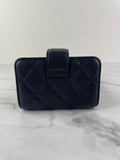 CHANEL Dark Navy Caviar Quilted Gusseted Card Holder
