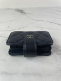 CHANEL Dark Navy Caviar Quilted Gusseted Card Holder