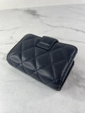 CHANEL Dark Navy Caviar Quilted Gusseted Card Holder