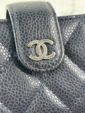 CHANEL Dark Navy Caviar Quilted Gusseted Card Holder