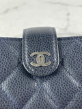 CHANEL Dark Navy Caviar Quilted Gusseted Card Holder
