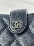 CHANEL Dark Navy Caviar Quilted Gusseted Card Holder