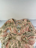 ZIMMERMANN Peach Floral Prima Floating Cut Out Dress Size 1 (Fits US 2)