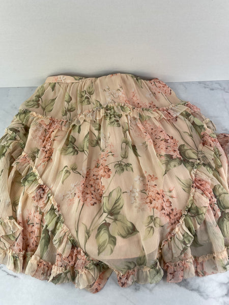 ZIMMERMANN Peach Floral Prima Floating Cut Out Dress Size 1 (Fits US 2)