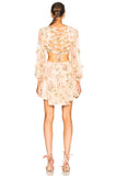 ZIMMERMANN Peach Floral Prima Floating Cut Out Dress Size 1 (Fits US 2)