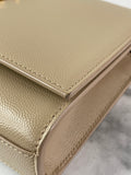 SAINT LAURENT Beige KATE SMALL CHAIN BAG IN GRAIN DE POUDRE EMBOSSED LEATHER Crossbody/Shoulder Bag