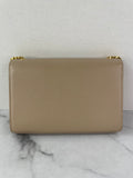 SAINT LAURENT Beige KATE SMALL CHAIN BAG IN GRAIN DE POUDRE EMBOSSED LEATHER Crossbody/Shoulder Bag