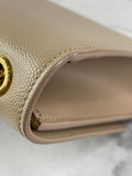 SAINT LAURENT Beige KATE SMALL CHAIN BAG IN GRAIN DE POUDRE EMBOSSED LEATHER Crossbody/Shoulder Bag