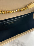 SAINT LAURENT Beige KATE SMALL CHAIN BAG IN GRAIN DE POUDRE EMBOSSED LEATHER Crossbody/Shoulder Bag