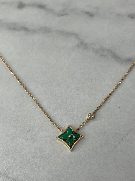 LOUIS VUITTON LV Color Blossom BB Star Pendant Pink Gold/Malachite/Diamond Necklace