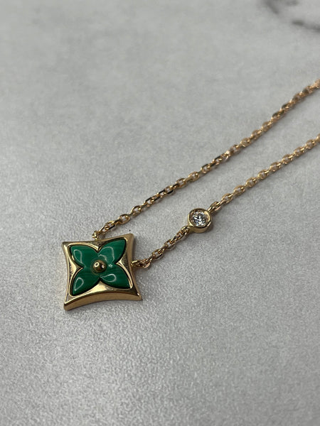 LOUIS VUITTON LV Color Blossom BB Star Pendant Pink Gold/Malachite/Diamond Necklace