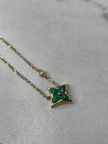 LOUIS VUITTON LV Color Blossom BB Star Pendant Pink Gold/Malachite/Diamond Necklace