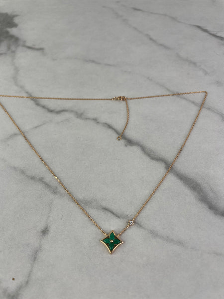 LOUIS VUITTON LV Color Blossom BB Star Pendant Pink Gold/Malachite/Diamond Necklace
