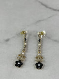 CHANEL Long Crystal CC Camellia Earrings