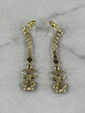 CHANEL Long Crystal CC Camellia Earrings