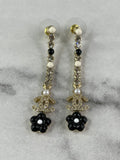 CHANEL Long Crystal CC Camellia Earrings