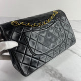 CHANEL Vintage Black Lambskin Quilted Medium Double Flap Bag