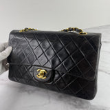 CHANEL Vintage Black Lambskin Quilted Medium Double Flap Bag