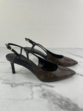 LOUIS VUITTON Monogram/Black Chérie Slingback Pumps Size 36