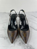 LOUIS VUITTON Monogram/Black Chérie Slingback Pumps Size 36