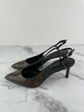 LOUIS VUITTON Monogram/Black Chérie Slingback Pumps Size 36