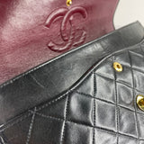 CHANEL Vintage Black Lambskin Quilted Medium Double Flap Bag