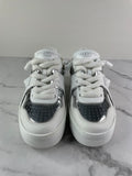 VALENTINO White/Metallic One Stud XL Leather Platform Sneakers Size 38.5