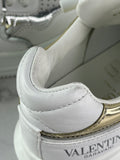 VALENTINO White/Metallic One Stud XL Leather Platform Sneakers Size 38.5