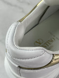 VALENTINO White/Metallic One Stud XL Leather Platform Sneakers Size 38.5