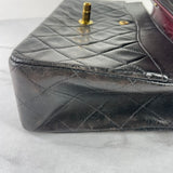 CHANEL Vintage Black Lambskin Quilted Medium Double Flap Bag