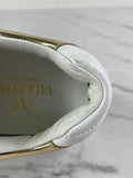 VALENTINO White/Metallic One Stud XL Leather Platform Sneakers Size 38.5
