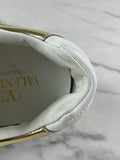 VALENTINO White/Metallic One Stud XL Leather Platform Sneakers Size 38.5