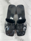 GUCCI Black Rubber Gucci Logo Slide Sandals Size 36