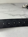GUCCI Unisex Black/Grey GG Supreme Belt with Interlocking G buckle Size 90/36