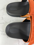 Hermès Chypre Orange and Brown Suede Sandals Size 39