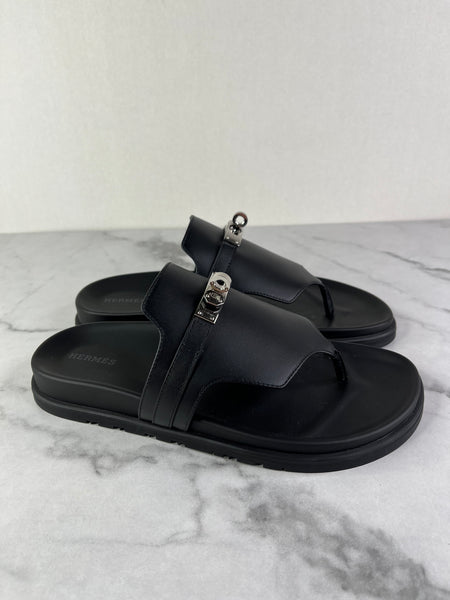 Hermes Black Empire Sandals Size 39