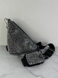 PRADA Triangle Black Satin Crystal Shoulder/Crossbody Bag
