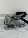 PRADA Triangle Black Satin Crystal Shoulder/Crossbody Bag