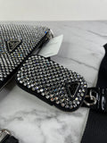 PRADA Triangle Black Satin Crystal Shoulder/Crossbody Bag