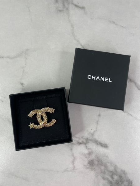 CHANEL Crystal Starfall CC Brooch