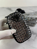 PRADA Triangle Black Satin Crystal Shoulder/Crossbody Bag