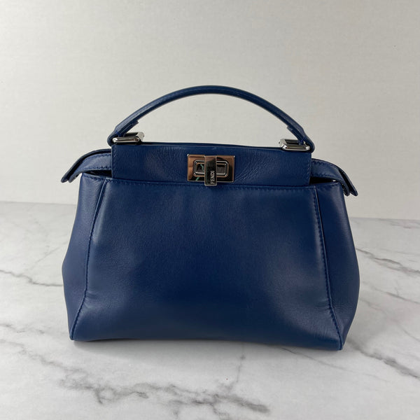 Fendi Blue Peekaboo Mini Crossbody/Shoulder Bag